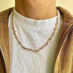 gold barbwire thorn emo grunge affliction style chain necklace